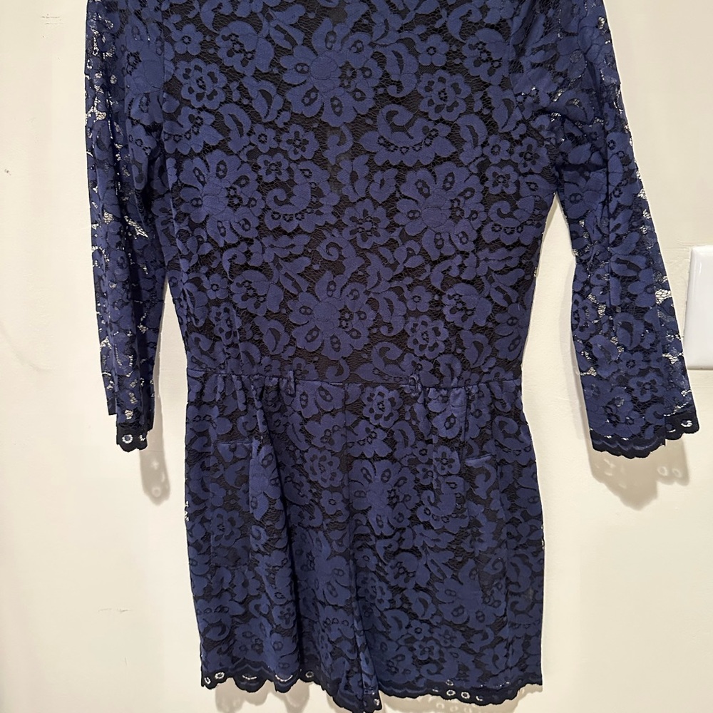 Zara blue lace long sleeve romper